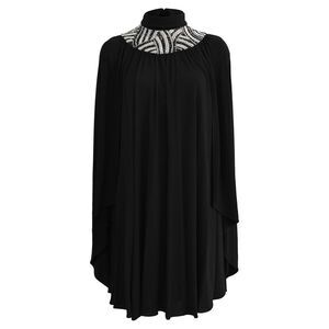 Saint Laurent Embellished Cape Dress in Black Viscose